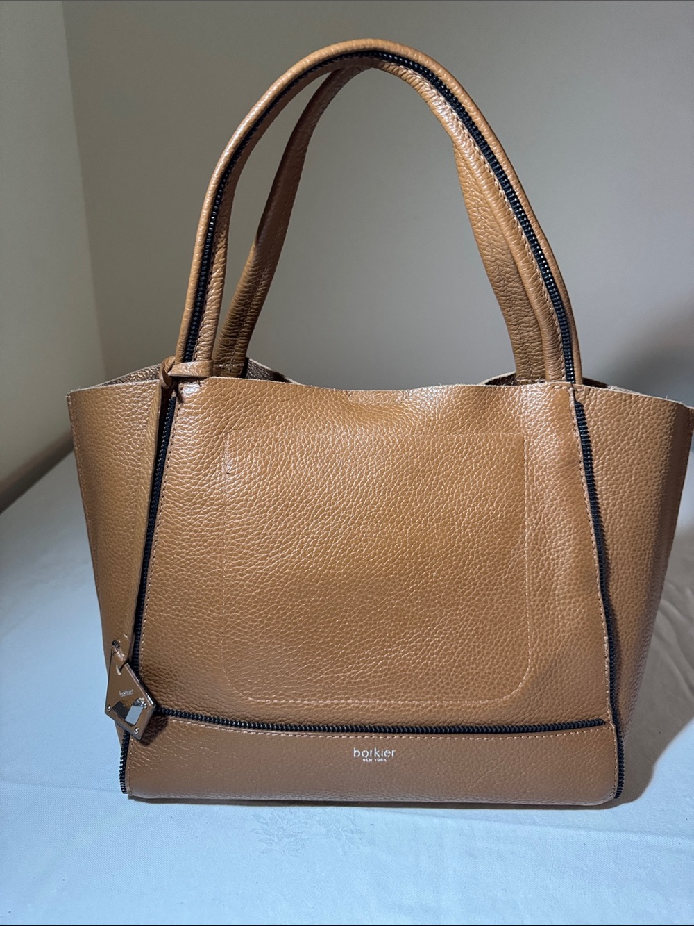 Botkier Tan Pebble Leather Zip-Trim Tote